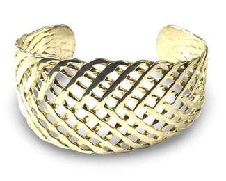 Vintage Woven Braided Silver Cuff Bracelet