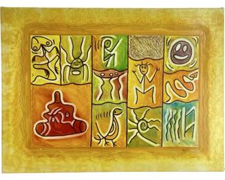 Huge Signed Abstract Oil on Canvas