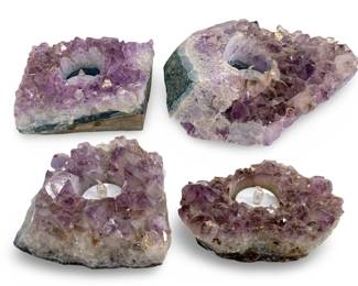 Amethyst Crystal Cluster Candle Holders