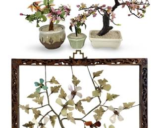 Chinese Jade Potted & Framed Tree Decor