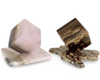 Rose Quartz and Chocolate Calcite Balancing Stones