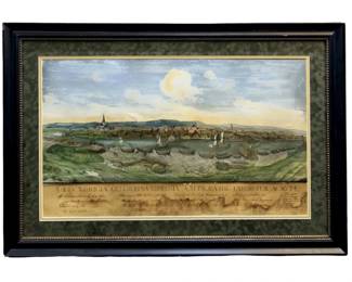 Antique Norwich England Cityscape Engraving 1674