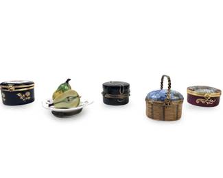 (5) Assorted Small Limoges France Trinket Boxes