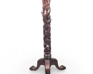 Hand Carved Wood Grapevine Torchere Stand