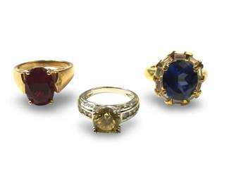 (3pc) Assorted Sterling Silver Gemstone Rings