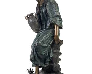 Signed Anatole Guillot Seated Woman W/Pitcher