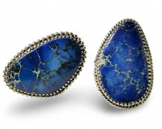 (2) Tremendous Silver Lapis Native Rings