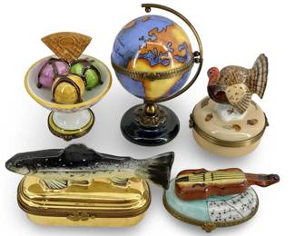 5pc Small Hand Painted Limoges Porcelain Boxes