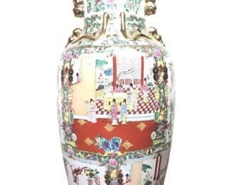 Gigantic Chinese Famille Rose Porcelain Floor Vase