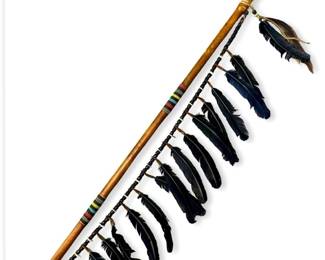 Beaded Leather Wrapped Native American Spear
