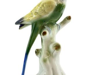 German Bakaria Porcelain Parakeet Sculpture