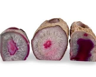 3pc Pink Brazilian Geode Candleholders