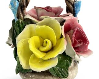 Italian Capodimonte Porcelain Flower Basket