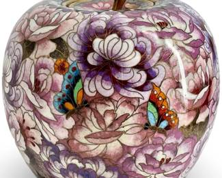 Cloisonné Brass Apple Jar