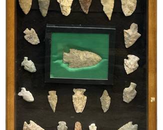 Framed 21pc. Antique Arrowhead Collection
