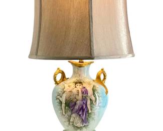 French Painted Porcelain Lamp