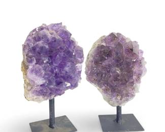 Set (2) Mounted Amethyst Crystal Cluster