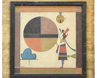 Signed David Chethlahe Paladin Sand Painting