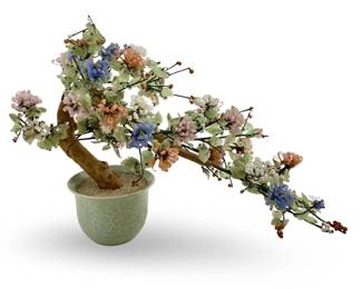 Chinese Jade Potted Bonsai Tree Art