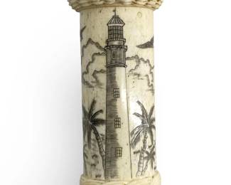 Etched Bone Scrimshaw Sewing Case