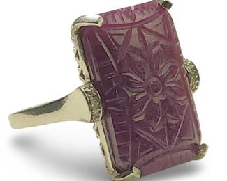 Exquisite Sterling Carved Tanzanian Ruby Ring