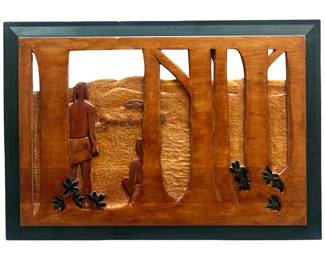 Signed D. Ruane Hand Carved Wooden Wall Art