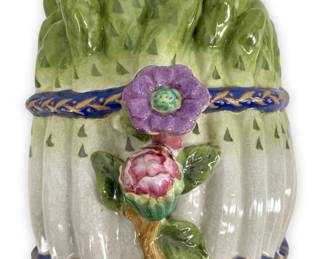 Majolica Ceramic Asparagus and Flower Tureen