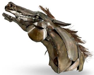 Signed Tessa Z Brutalist Bronze Horse Wall Art