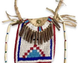 Handcrafted Native American Leather Beaded Bag