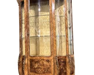 Elegant Louis XV Style Wood Inlay/Brass Curio