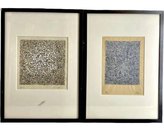 Set (2) Signed Ed Epp Abstract Ink & Paint Paper