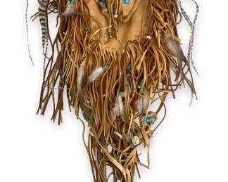 Vintage Native American Leather & Turquoise Bag