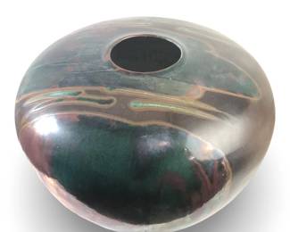 Huge Signed Tony Evans Raku Studio Pottery Vase