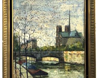 Signed Linari Impressionist Acrylic on Canvas