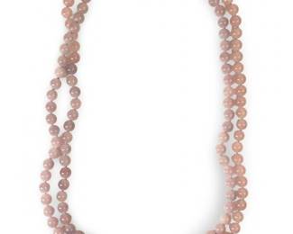 Long Vintage Light Purple Jade Bead Necklace