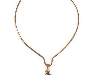 Copper Choker Lapis Pendant Necklace