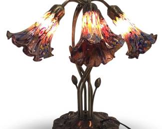 River of Goods Millefiori Tulip Art Glass Lamp
