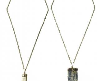 (2pc) Silver Tourmaline Kyanite Pendant Necklaces
