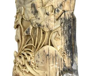 Vintage Asian Carved Petrified Fossil Sculpture