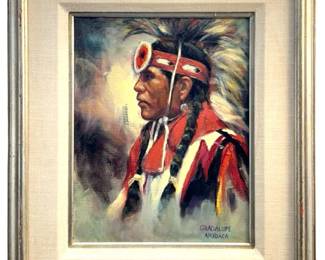 Signed Guadalupe Apodaca Oil on Canvas