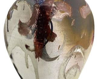 Glazed Stoneware Studio Raku Pottery Vase