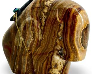 Native American Carved Stone Bison Sculpture