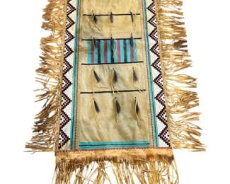 Plains Indian Hide Beaded/ Painted Panel
