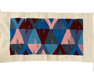 Hand Woven Zapotec Geometric Fish Tapestry