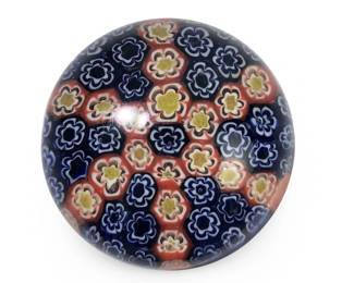 Vintage Millefiori Round Art Glass Paperweight