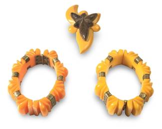 (3pc) Vintage Bakelite Bracelets With Pin