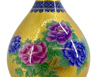 Vintage Qiaoxingxing Yellow Ceramic Floral Vase