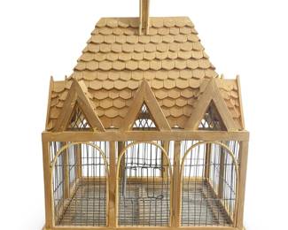 Cathedral Style Vintage Wooden Bird Cage