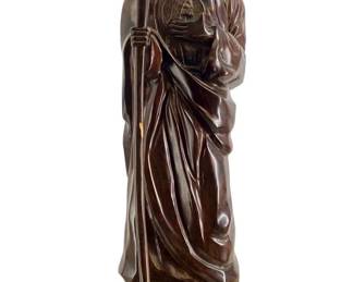 Large Hand Carved Boxwood Saint Sculpture