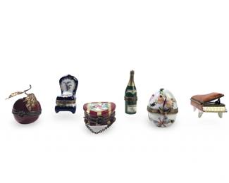 (6) Assorted Small Limoges France Trinket Boxes